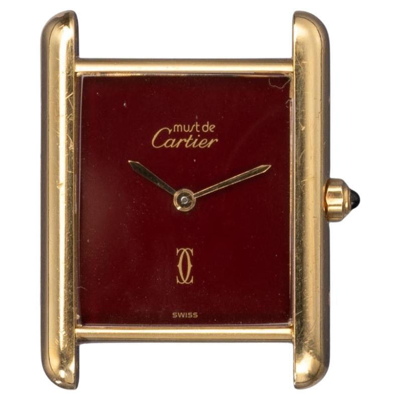Cartier Tank Must de Cartier LM 681006 Quadrante rosso 1988 Set completo in vendita
