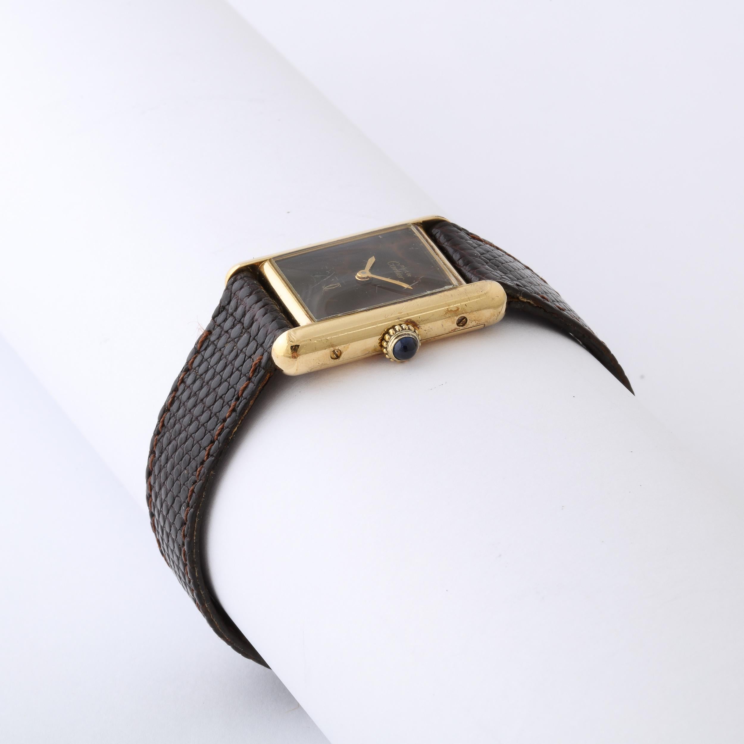Cartier Tank Must de Cartier Vermeil, Grenat, & Wood Grain Ladies Wrist Watch 1