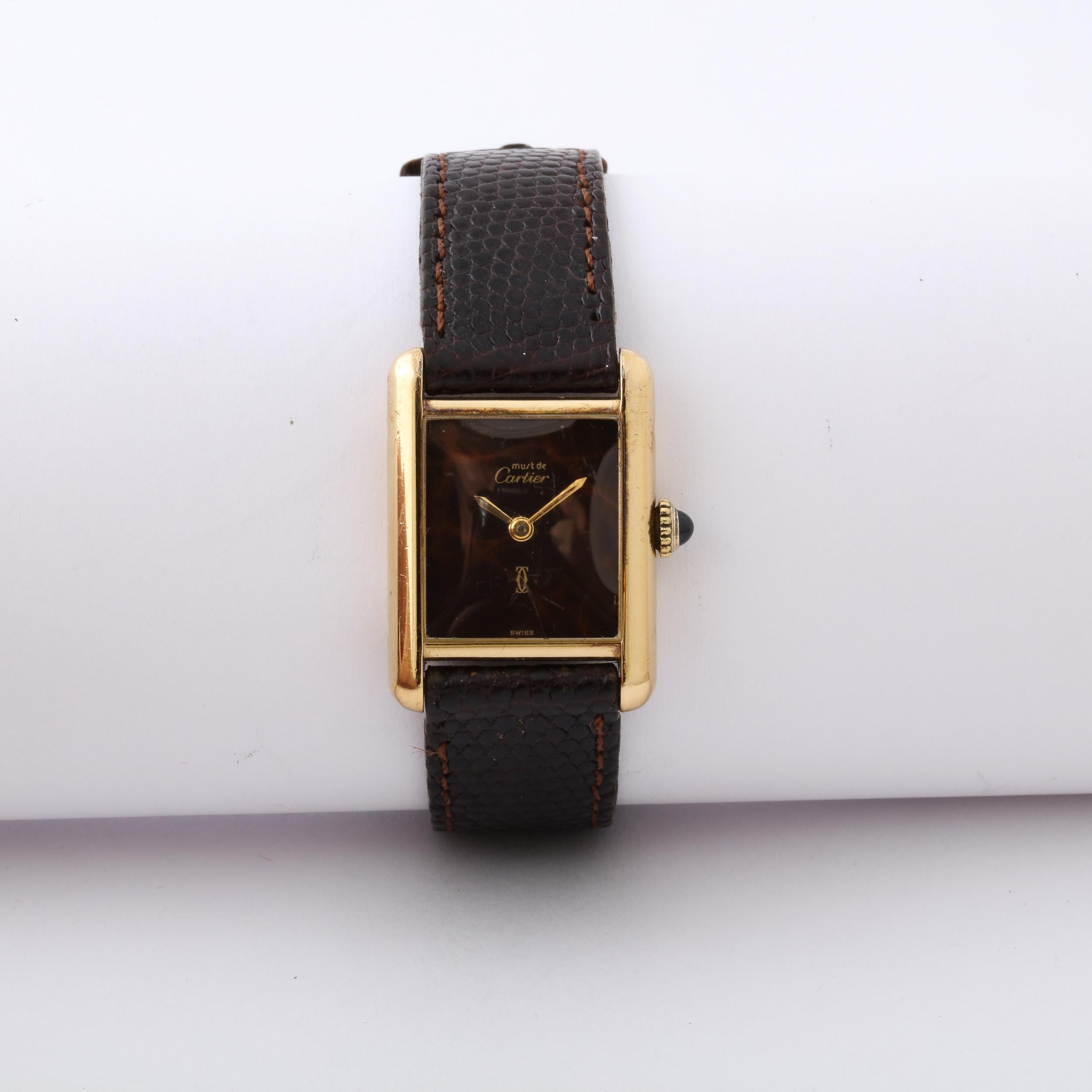 Cartier Tank Must de Cartier Vermeil, Grenat, & Wood Grain Ladies Wrist Watch 3