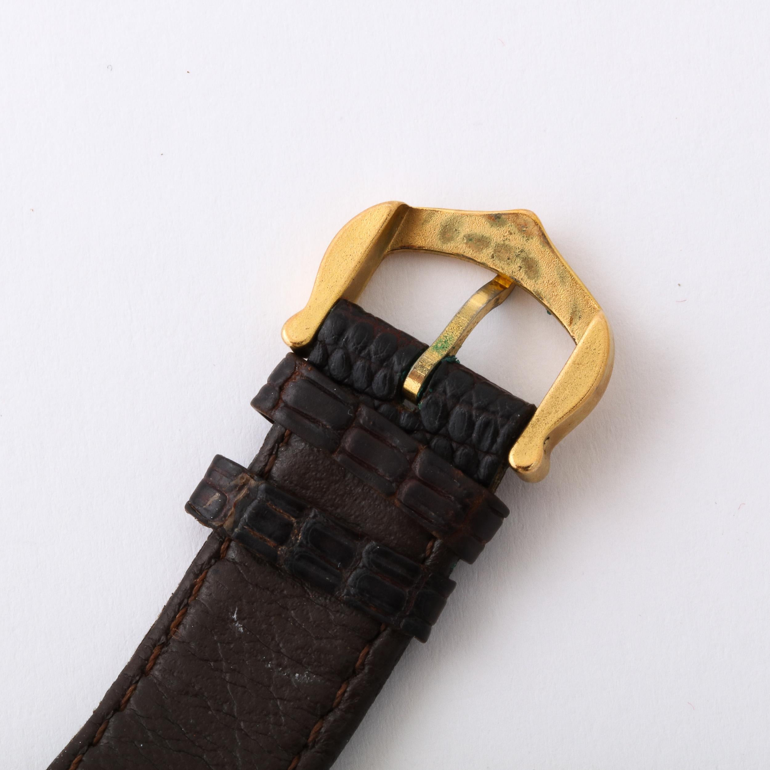 Cabochon Cartier Tank Must de Cartier Vermeil, Grenat, & Wood Grain Ladies Wrist Watch