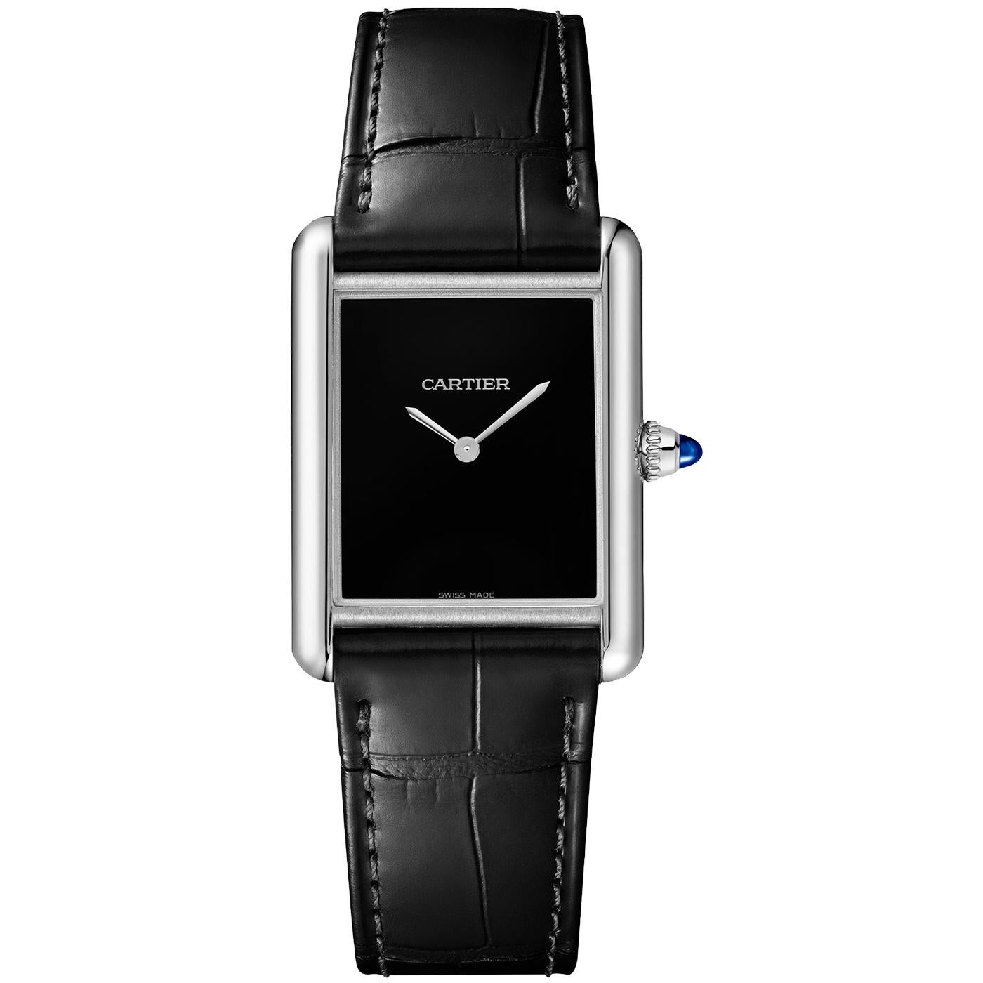 Cartier Tank Must de Cartier Watch Black Lacquered Dial Steel Watch WSTA0108