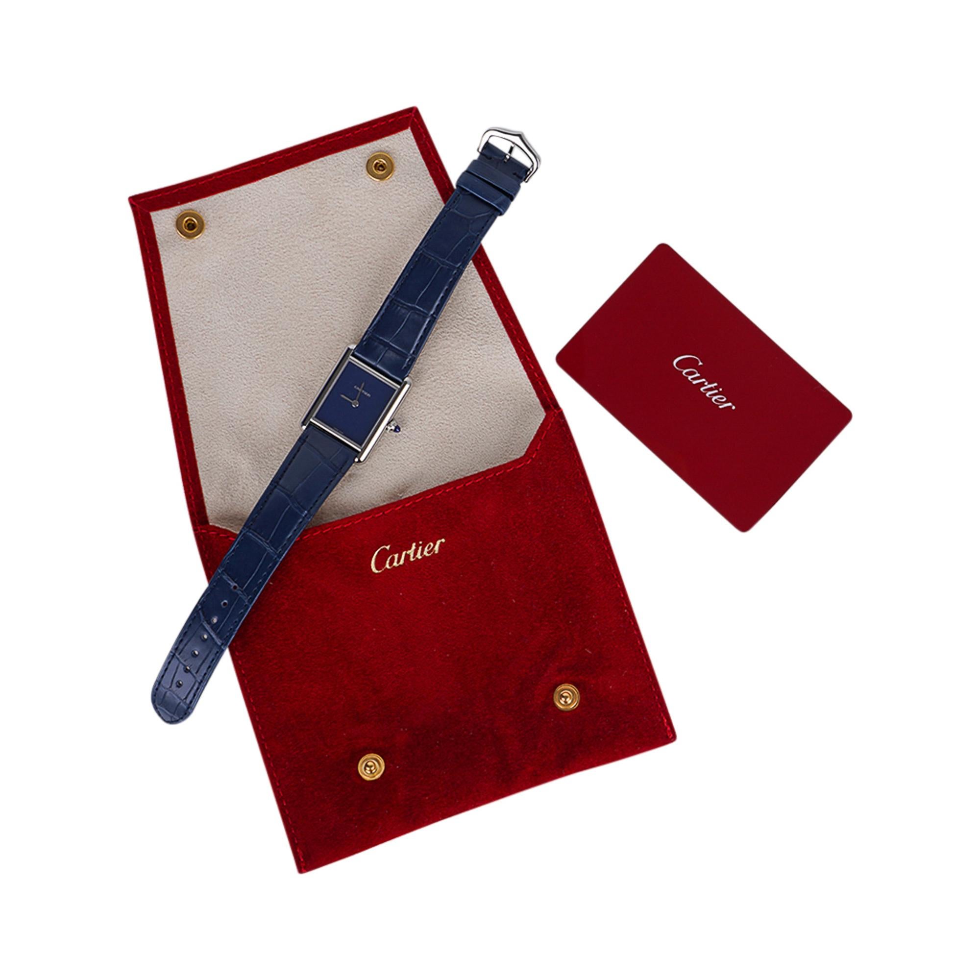 Cartier Tank Must de Cartier Watch Blue 2021 Limited Edition New w/ Box In New Condition In Miami, FL