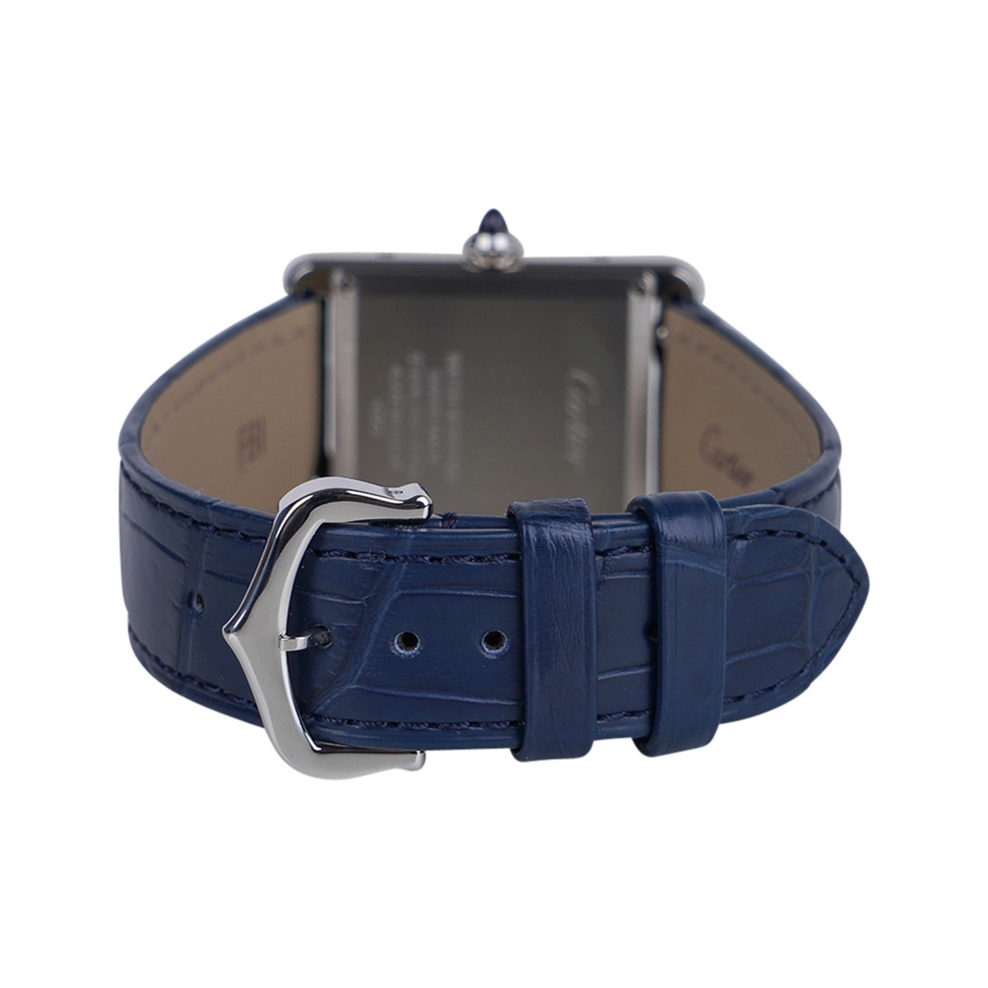 Men's Cartier Tank Must de Cartier Watch Blue 2021 Limited Edition New w/ Box