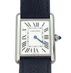Cartier Tank Must de Cartier Watch Large Model with Black Calfskin Strap