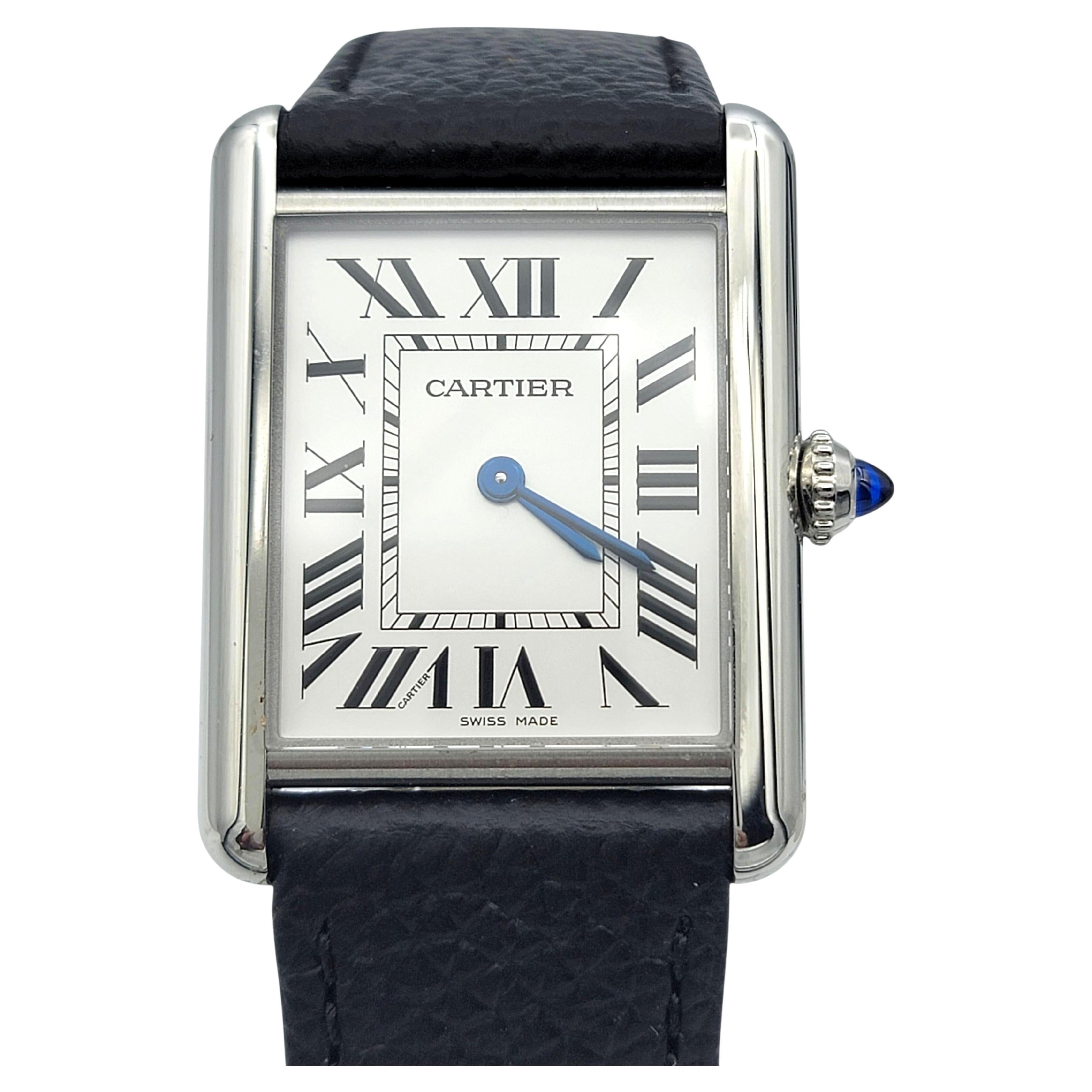 Cartier Tank Must de Cartier Watch Large Model with Black Calfskin Strap