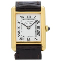 Retro Cartier Tank Must de Ladies 18 Karat Yellow Gold-Plated Watch, 1990s