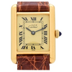 Cartier Tank Must de Ladies Sized Watch 18 Karat Yellow Gold Plated, 1990s
