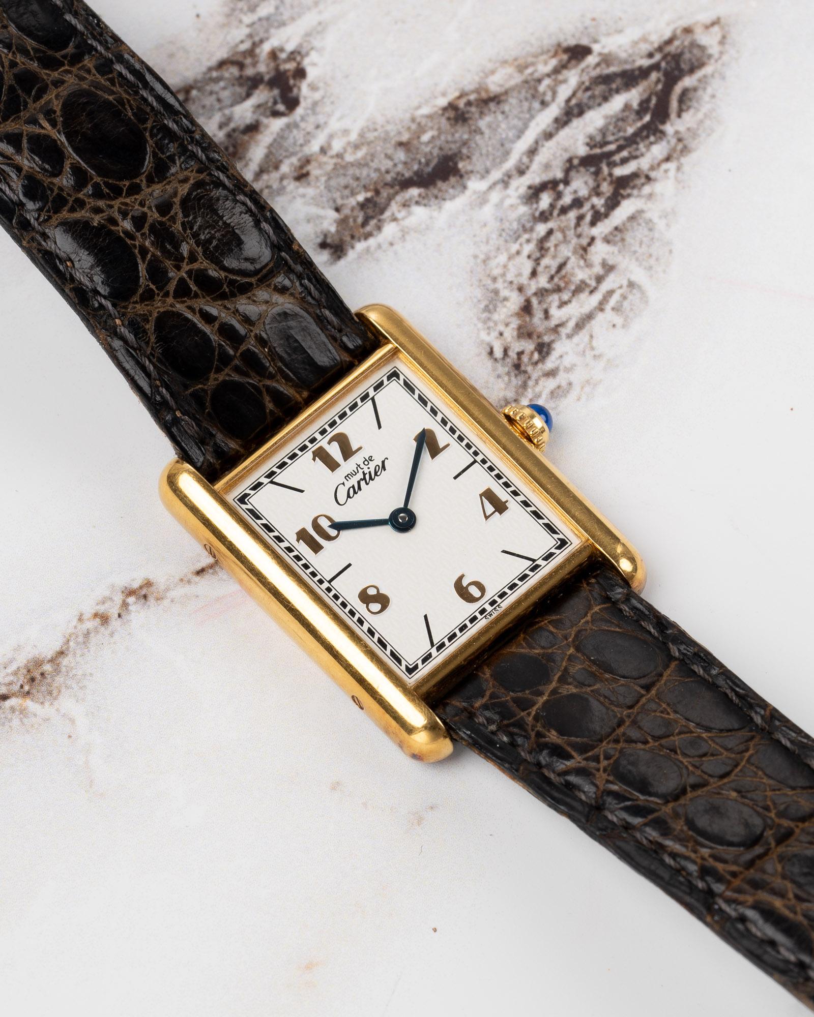 Cartier Tank Must De LM 590005 Quadrante Deco Applicato Anni 80 in vendita 7