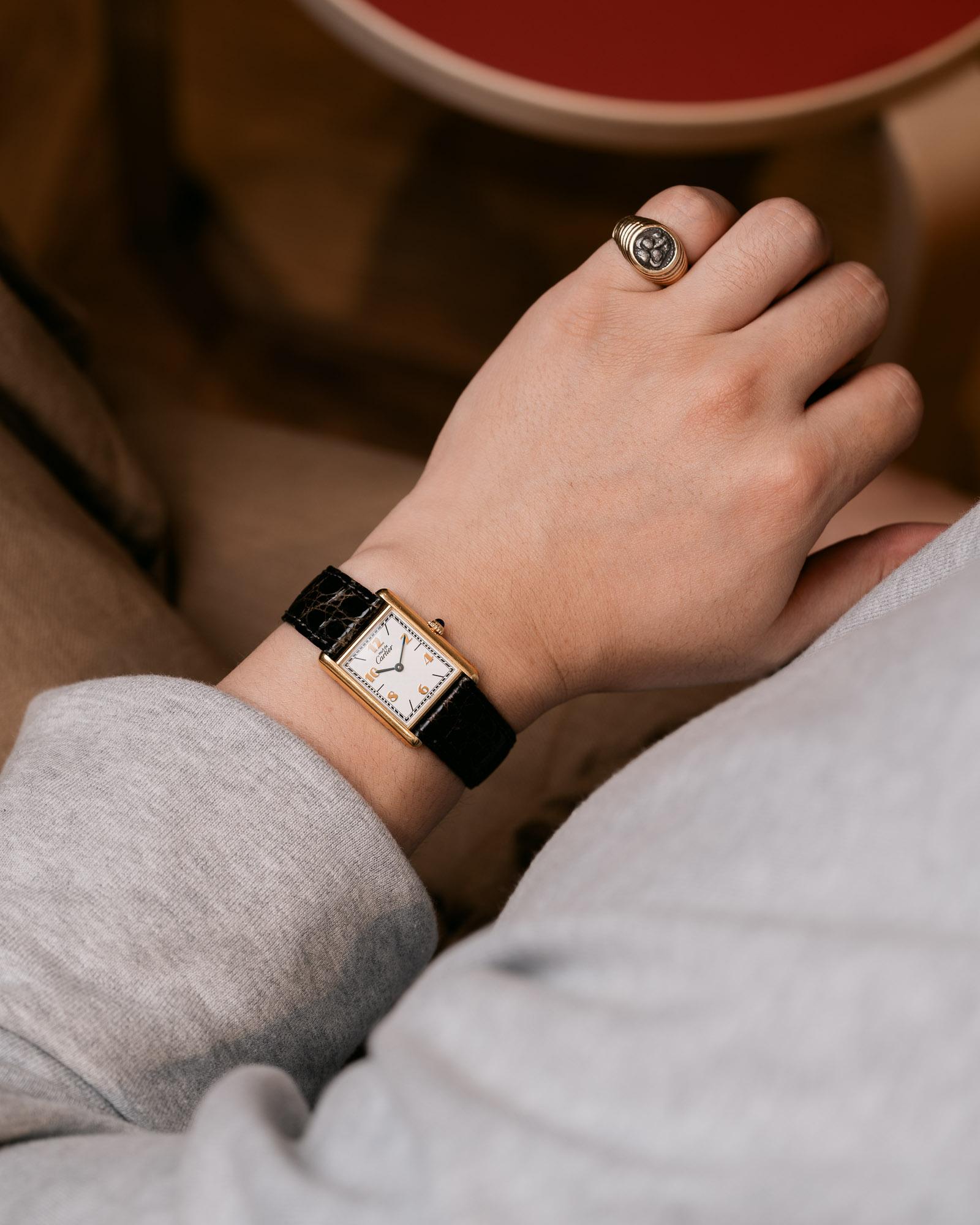 da uomo o donna Cartier Tank Must De LM 590005 Quadrante Deco Applicato Anni 80 in vendita