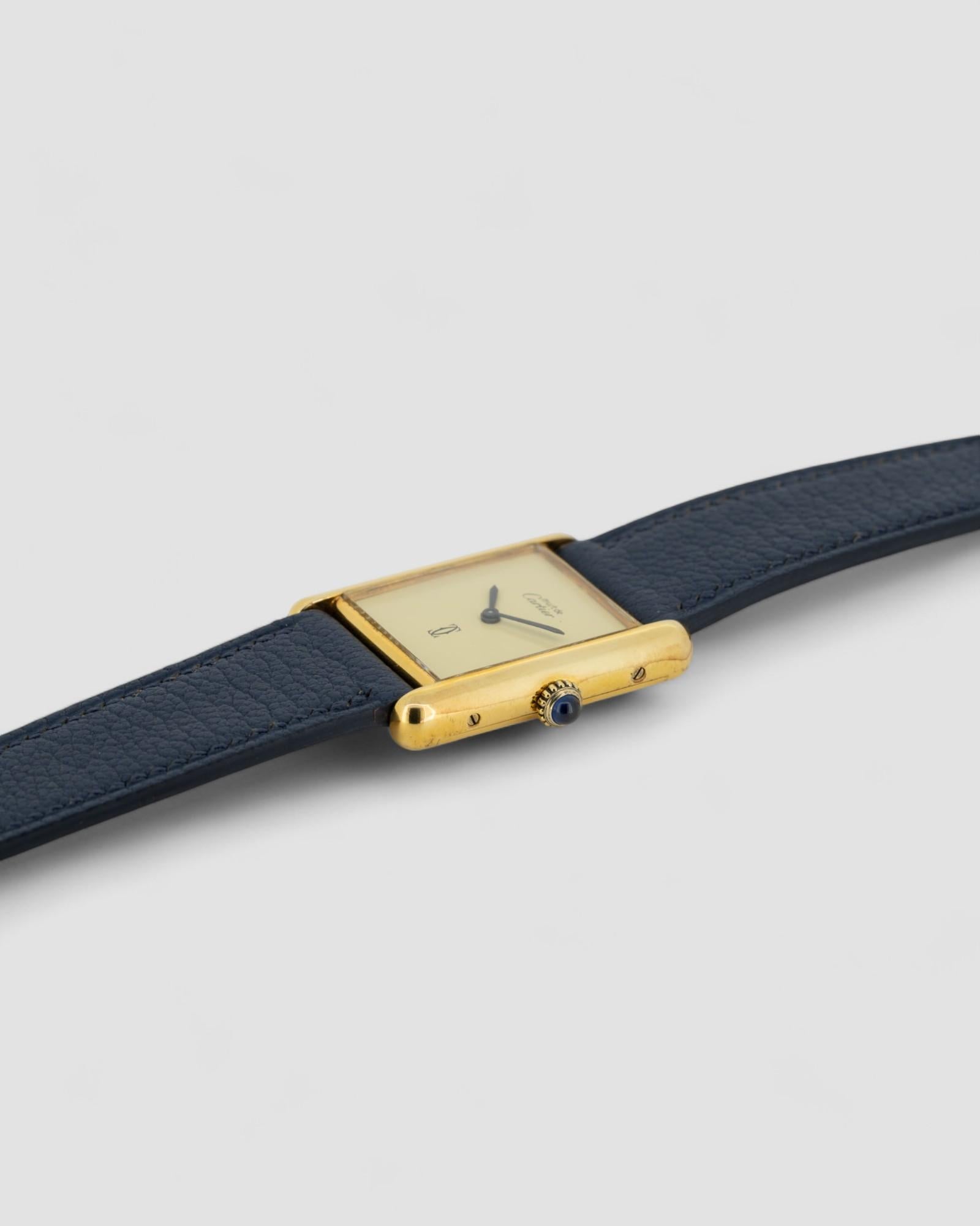 Cartier Tank Must De LM Vermeil Zitrone Zifferblatt 1980er Jahre für Damen oder Herren im Angebot