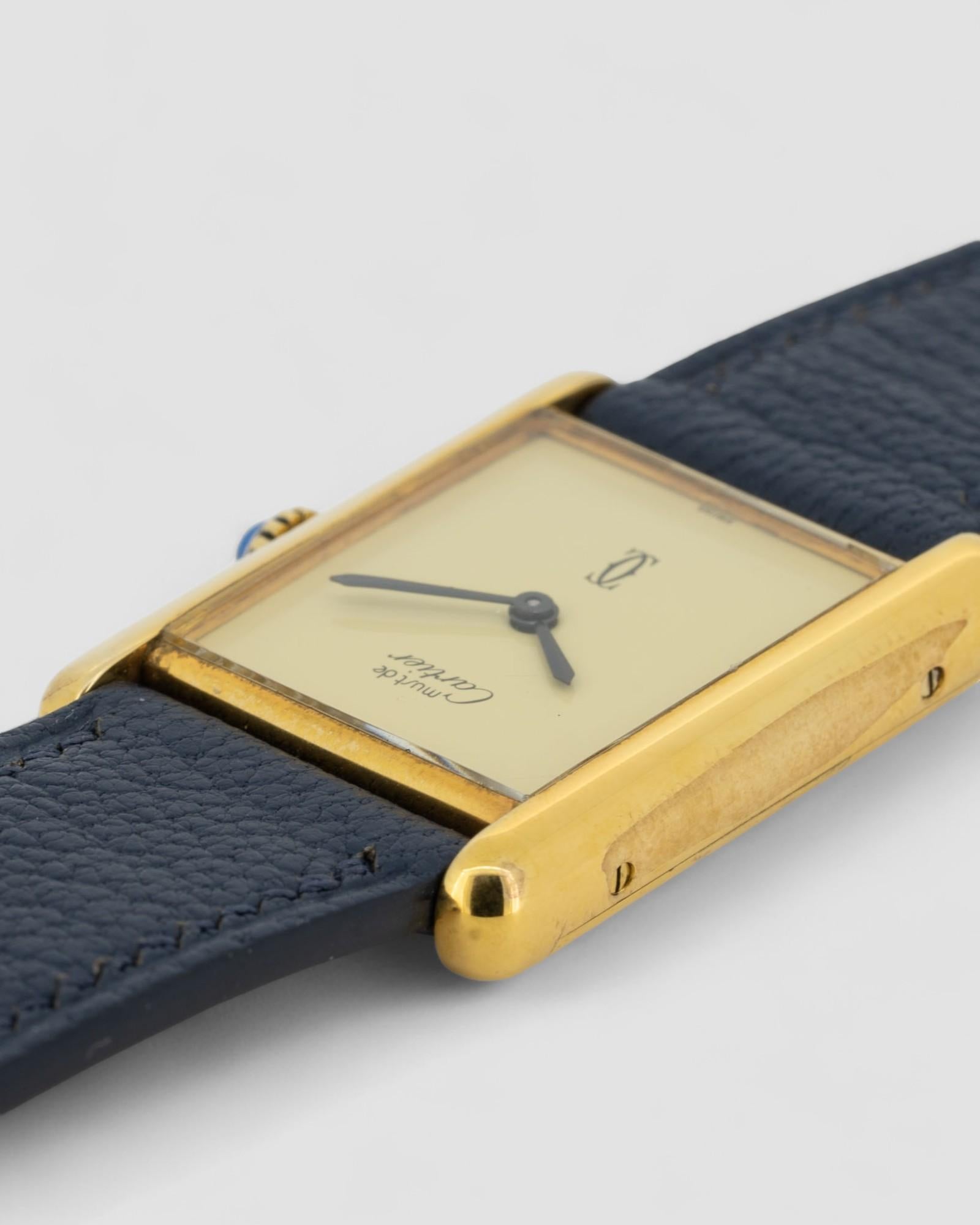 Cartier Tank Must De LM Vermeil Zitrone Zifferblatt 1980er Jahre im Angebot 2