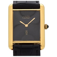 Cartier Tank Must de Men's Sized Watch with a Black Dial, 1990s