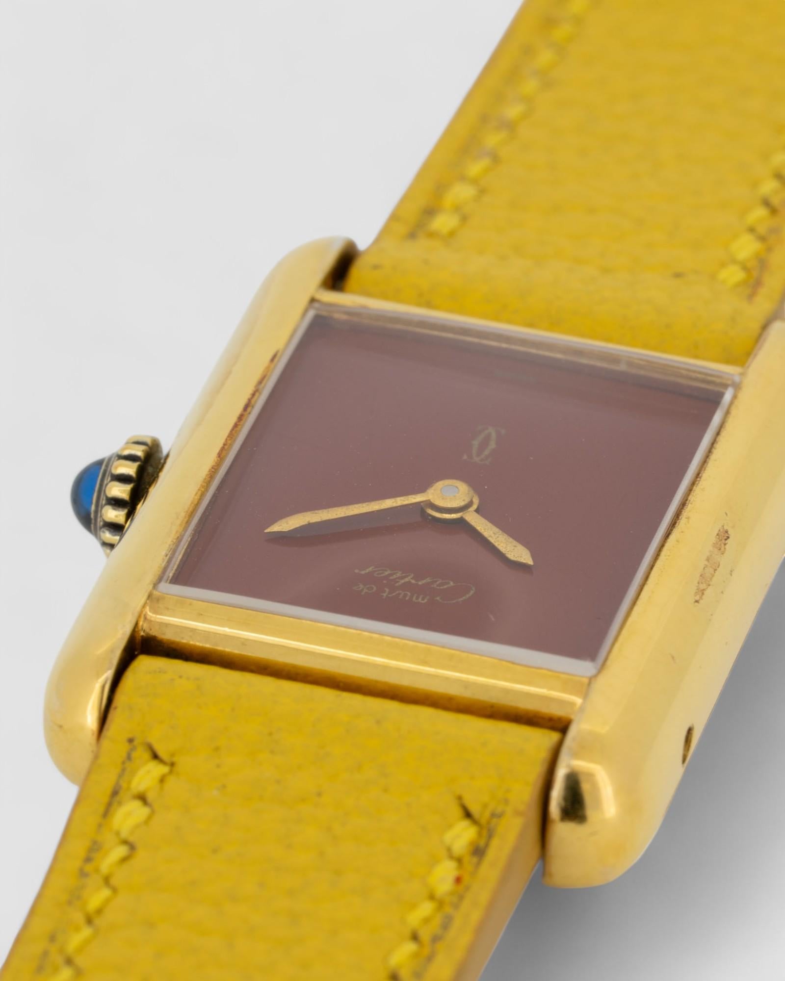 Cartier Tank Must de SM Rouge Zifferblatt 1980er Jahre für Damen oder Herren im Angebot