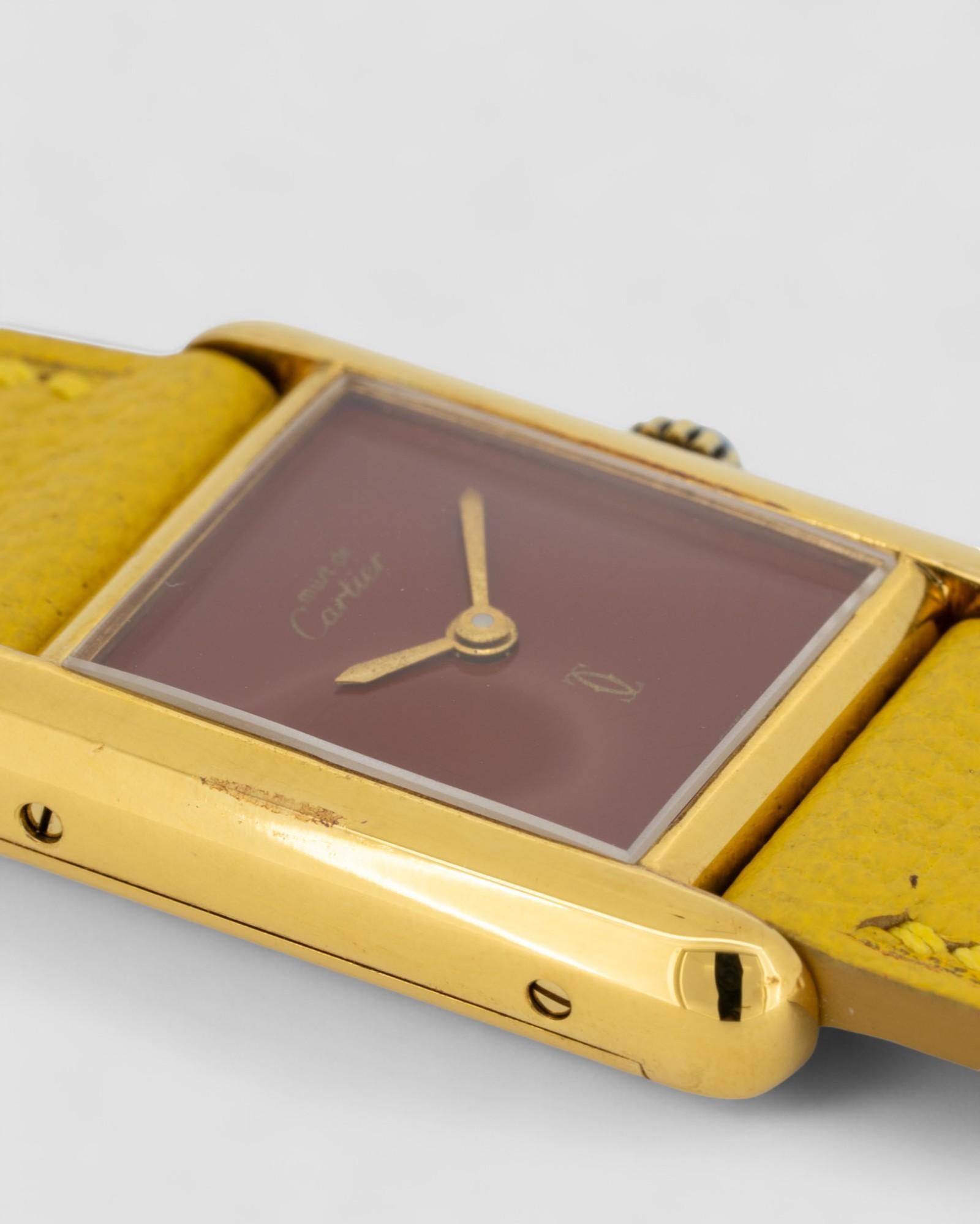 Cartier Tank Must de SM Rouge Zifferblatt 1980er Jahre im Angebot 1
