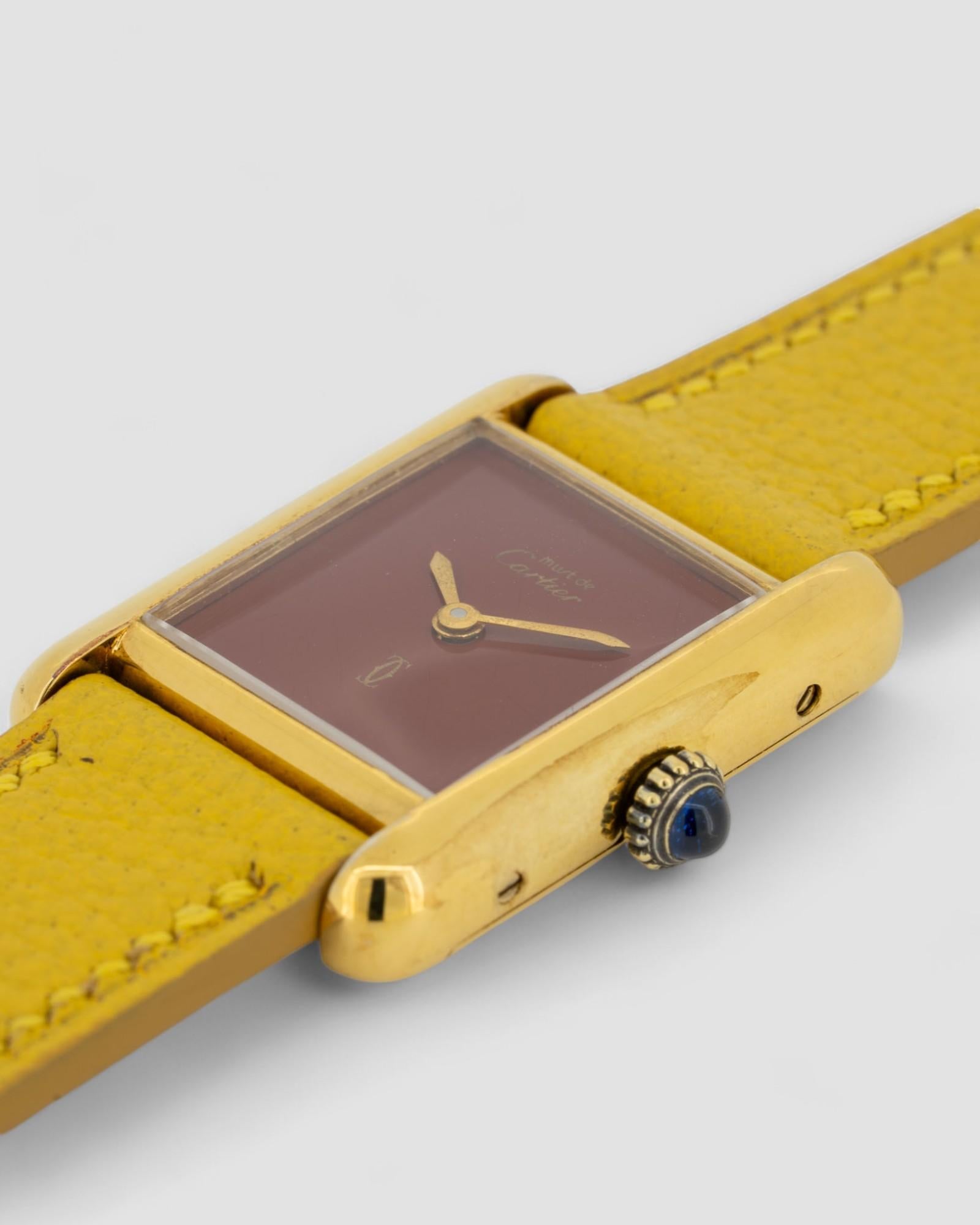 Cartier Tank Must de SM Rouge Zifferblatt 1980er Jahre im Angebot 2