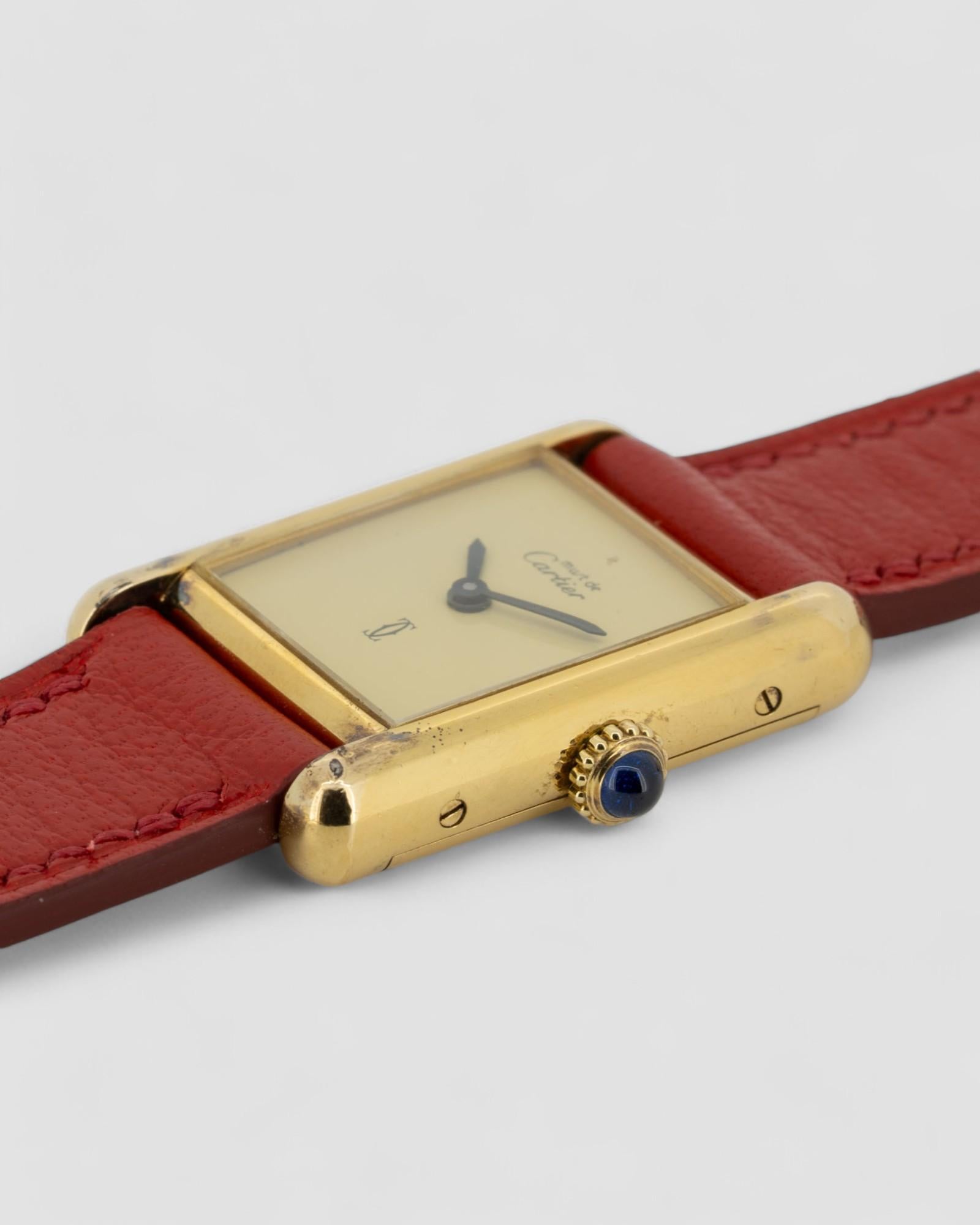 Donna Cartier Tank Must De SM Vermeil Quadrante Limone Anni '80 in vendita