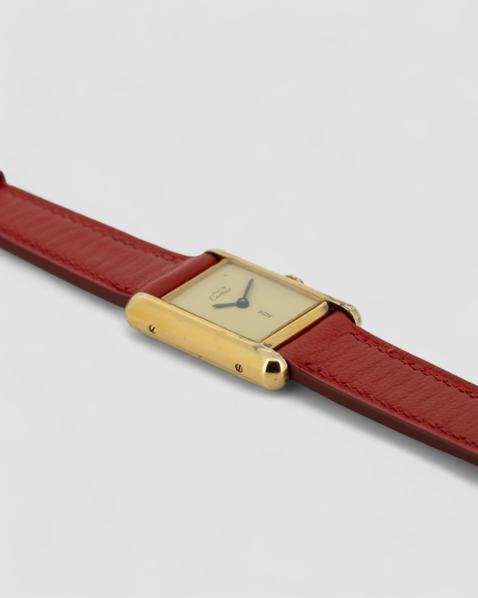 Cartier Tank Must De SM Vermeil Quadrante Limone Anni '80 in vendita 1