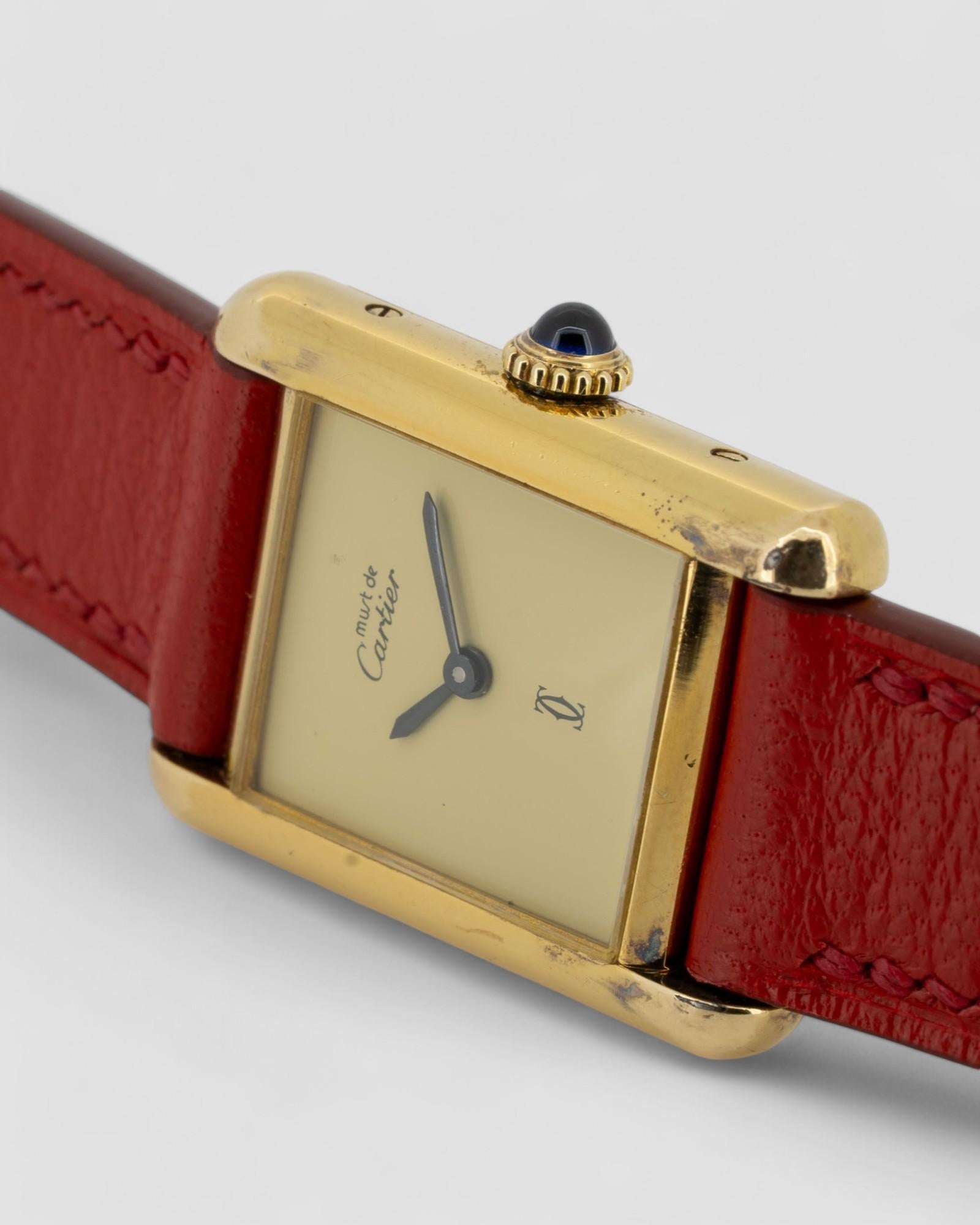 Cartier Tank Must De SM Vermeil Quadrante Limone Anni '80 in vendita 2
