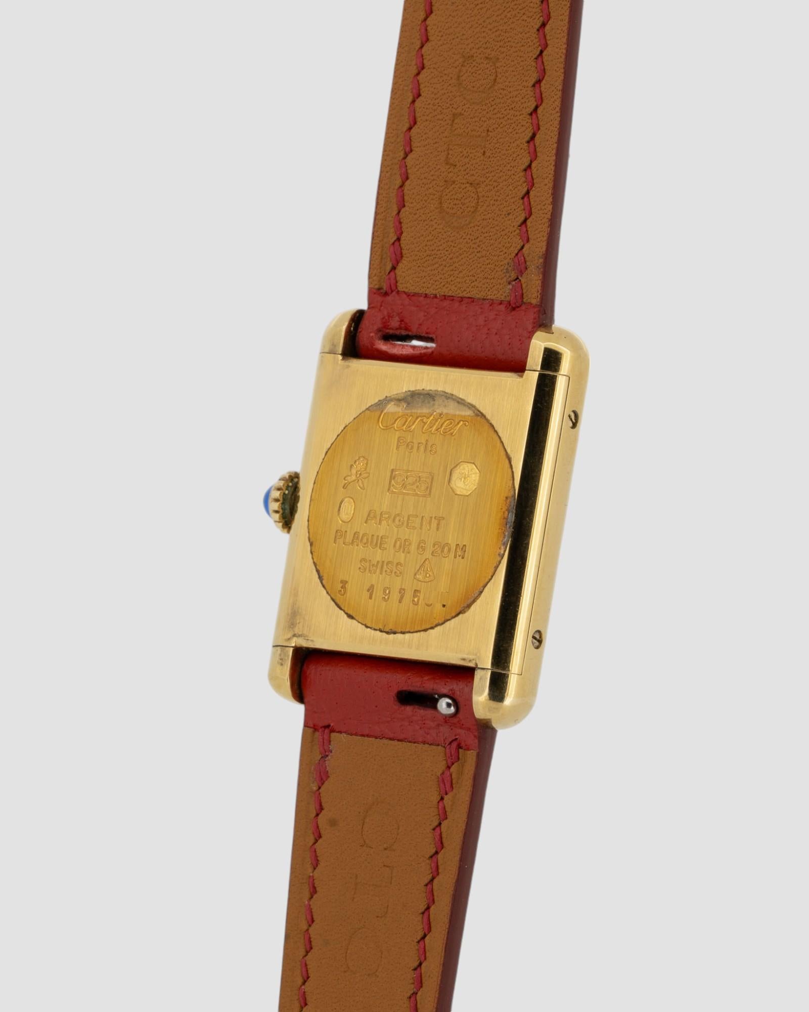 Cartier Tank Must De SM Vermeil Quadrante Limone Anni '80 in vendita 3