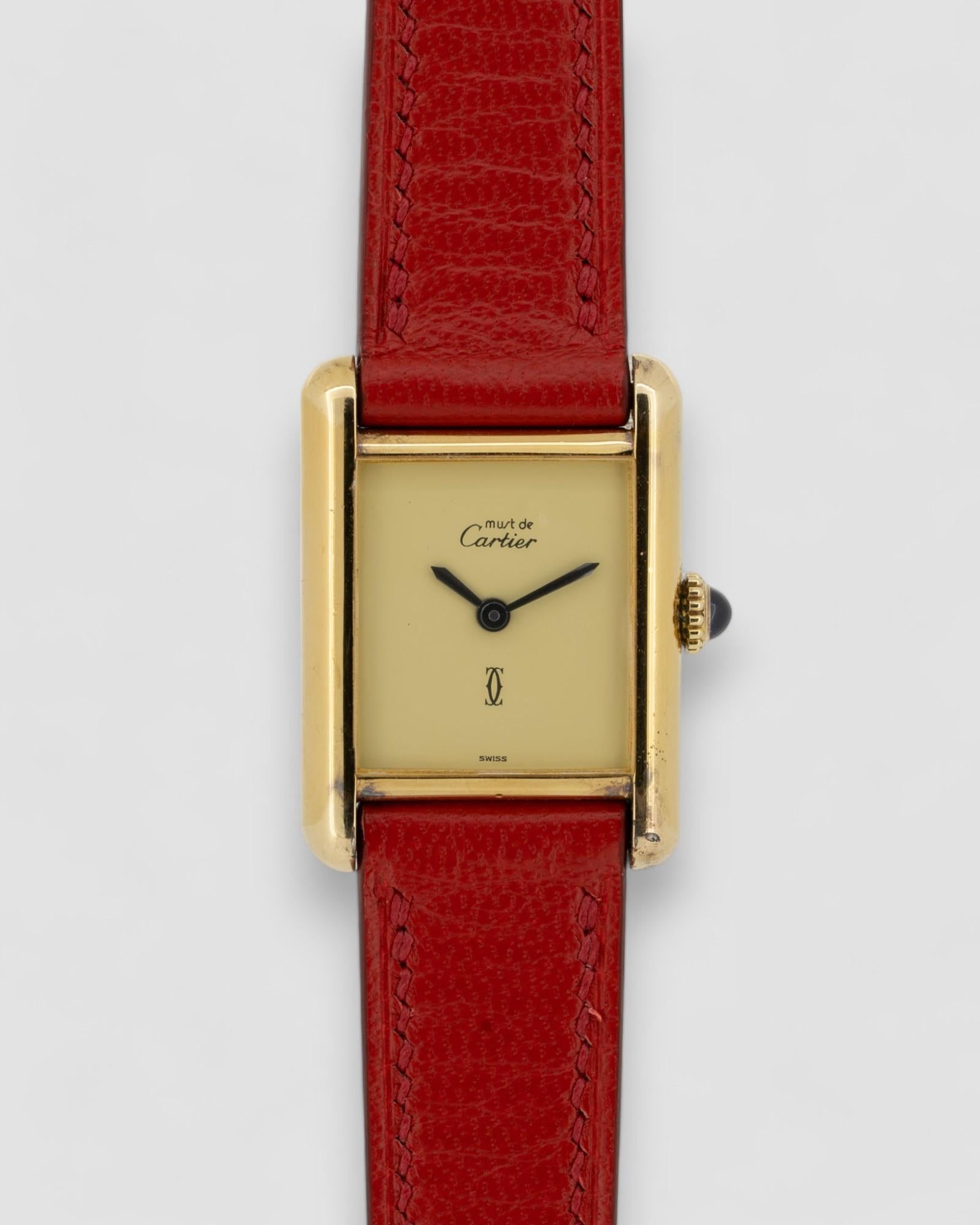 Cartier Tank Must De SM Vermeil Quadrante Limone Anni '80 in vendita 4