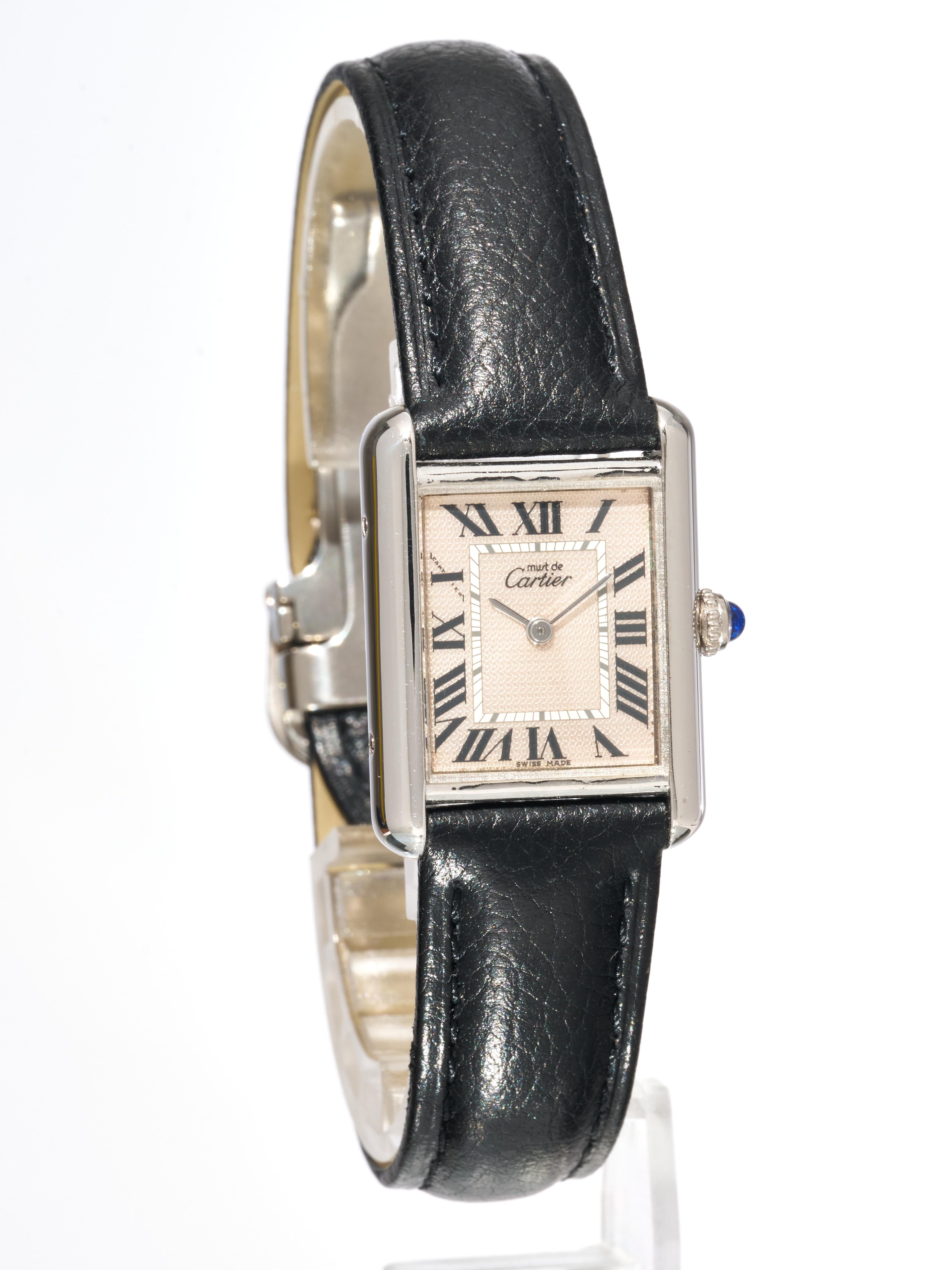 Art Deco Cartier Tank Must de Watch 22mm Guilloché Dial Christmas Edition Watch Quartz For Sale