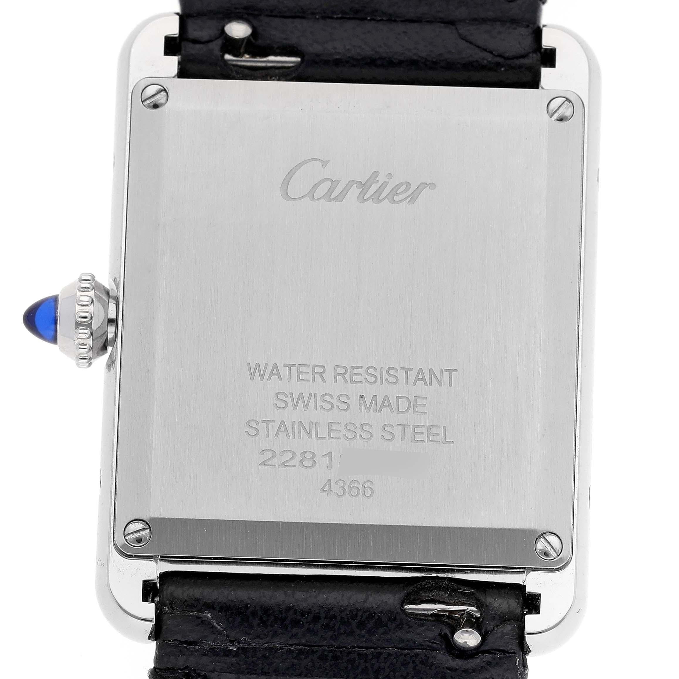 Cartier Tank Must Large SolarBeat Steel Ladies Watch WSTA0059 Box Card In Excellent Condition In Atlanta, GA