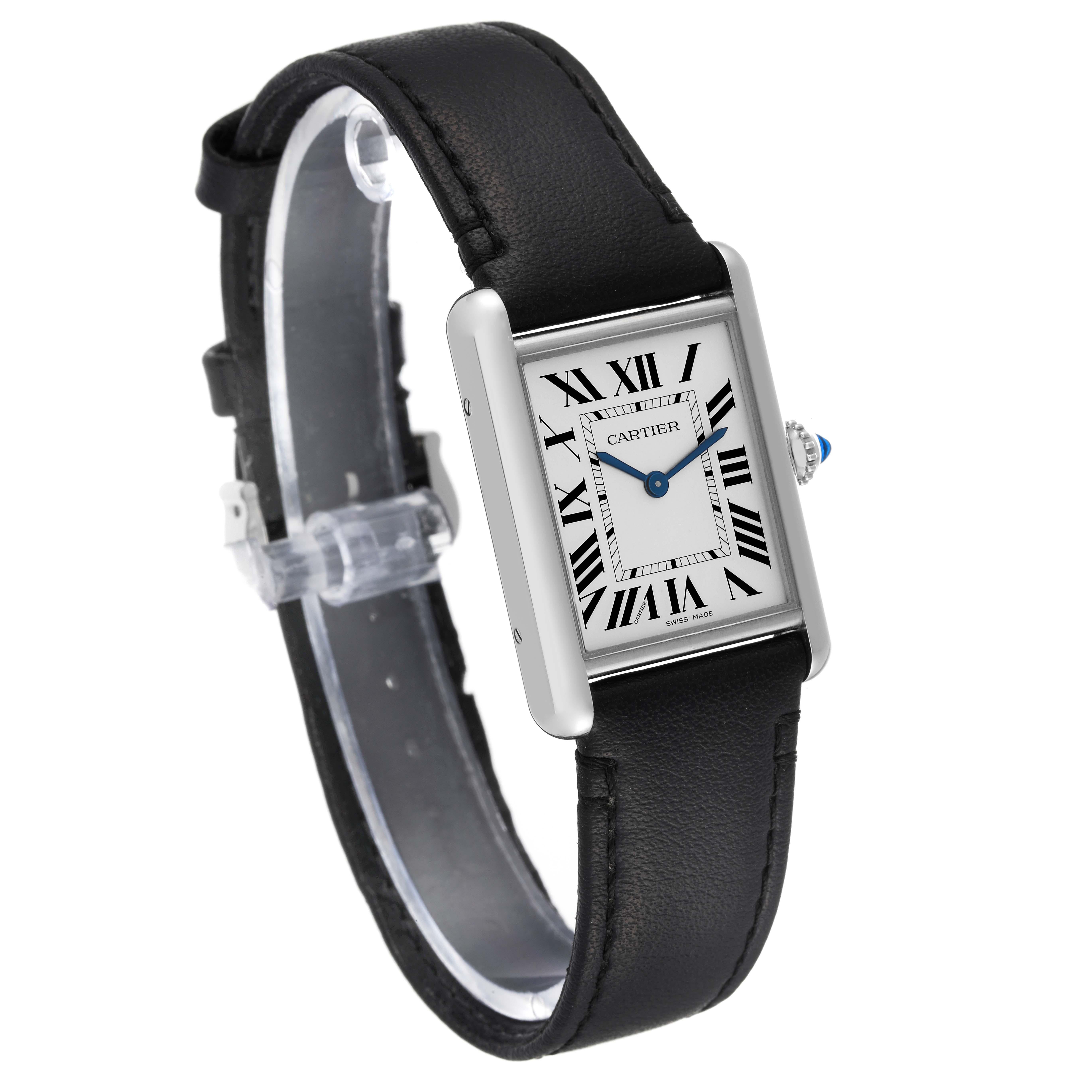 Cartier Tank Must Large SolarBeat Steel Mens Watch WSTA0059 Box Card In Excellent Condition In Atlanta, GA