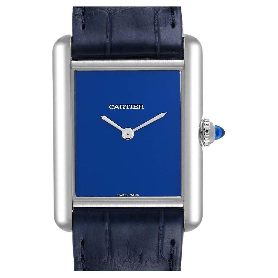 Cartier Tank Must Large Steel Blue Dial Ladies Watch WSTA0055