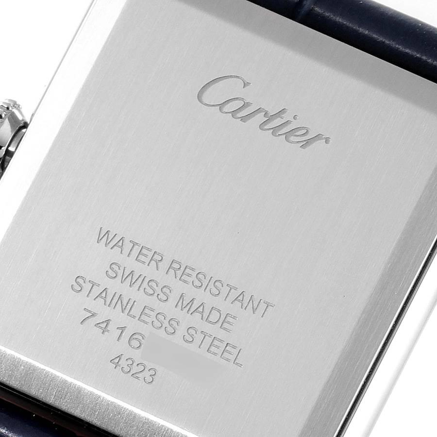 Cartier Tank Must Large Steel Blue Dial Ladies Watch WSTA0055 Unworn In Excellent Condition For Sale In Atlanta, GA