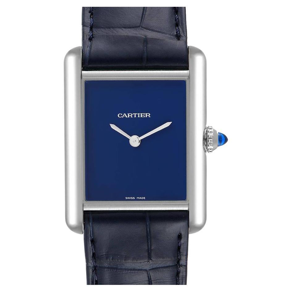 Cartier Tank Must Large Steel Blue Dial Ladies Watch WSTA0055 Unworn For Sale