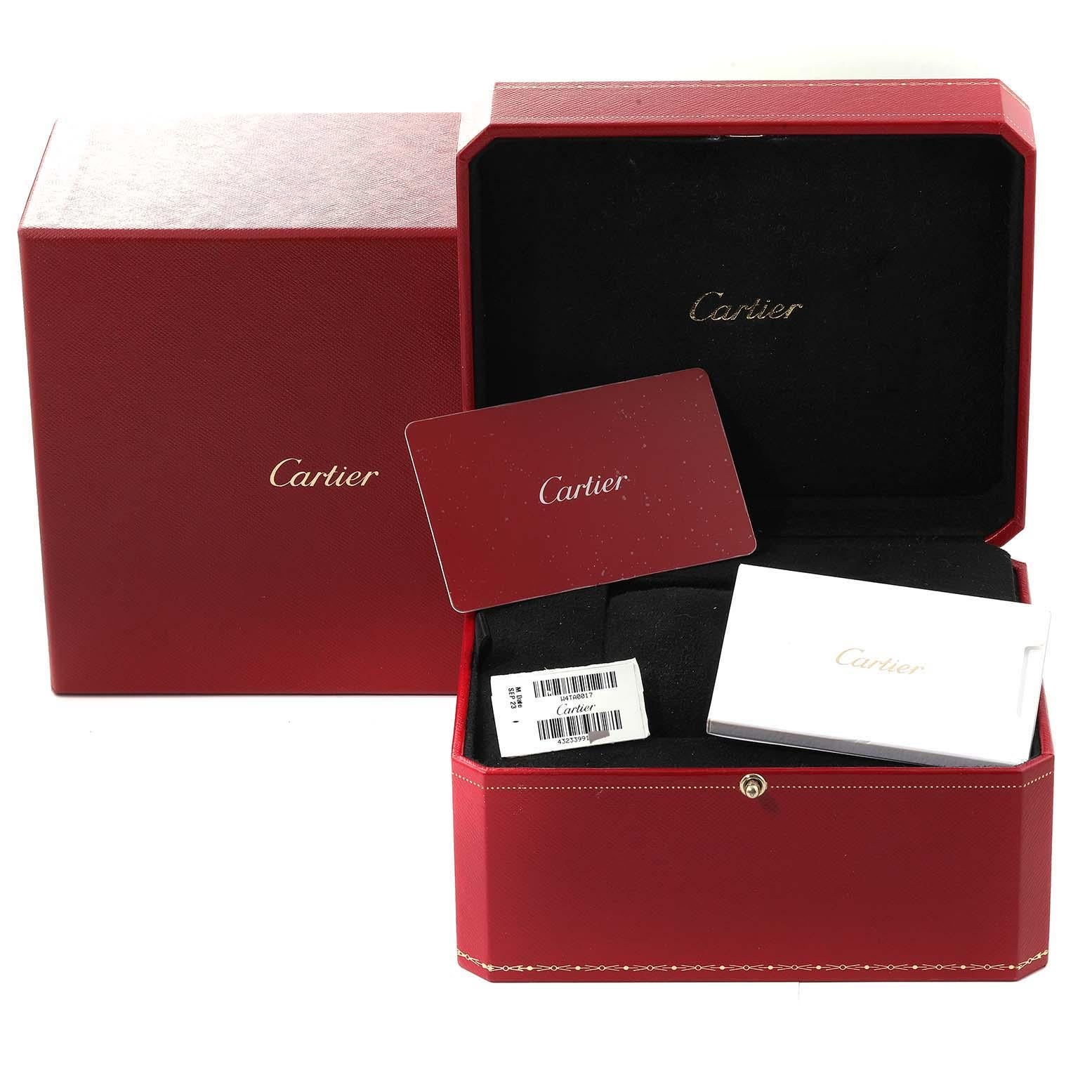 Cartier Tank muss große Stahl Silber Zifferblatt Diamant Damenuhr W4TA0017 Box-Karte im Angebot 7