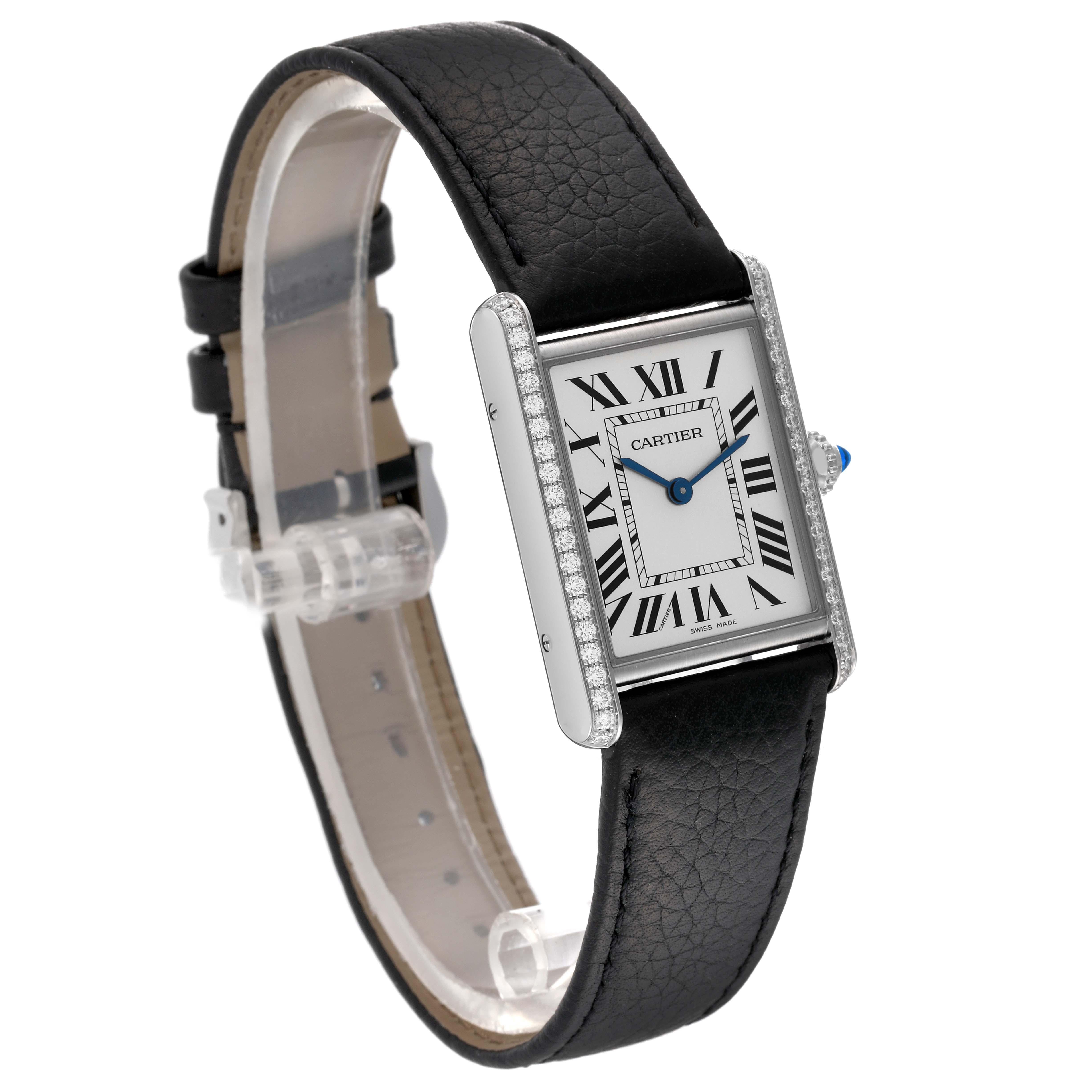 Cartier Tank Must Large Steel Silver Dial Diamond Ladies Watch W4TA0017 Box Card For Sale 3