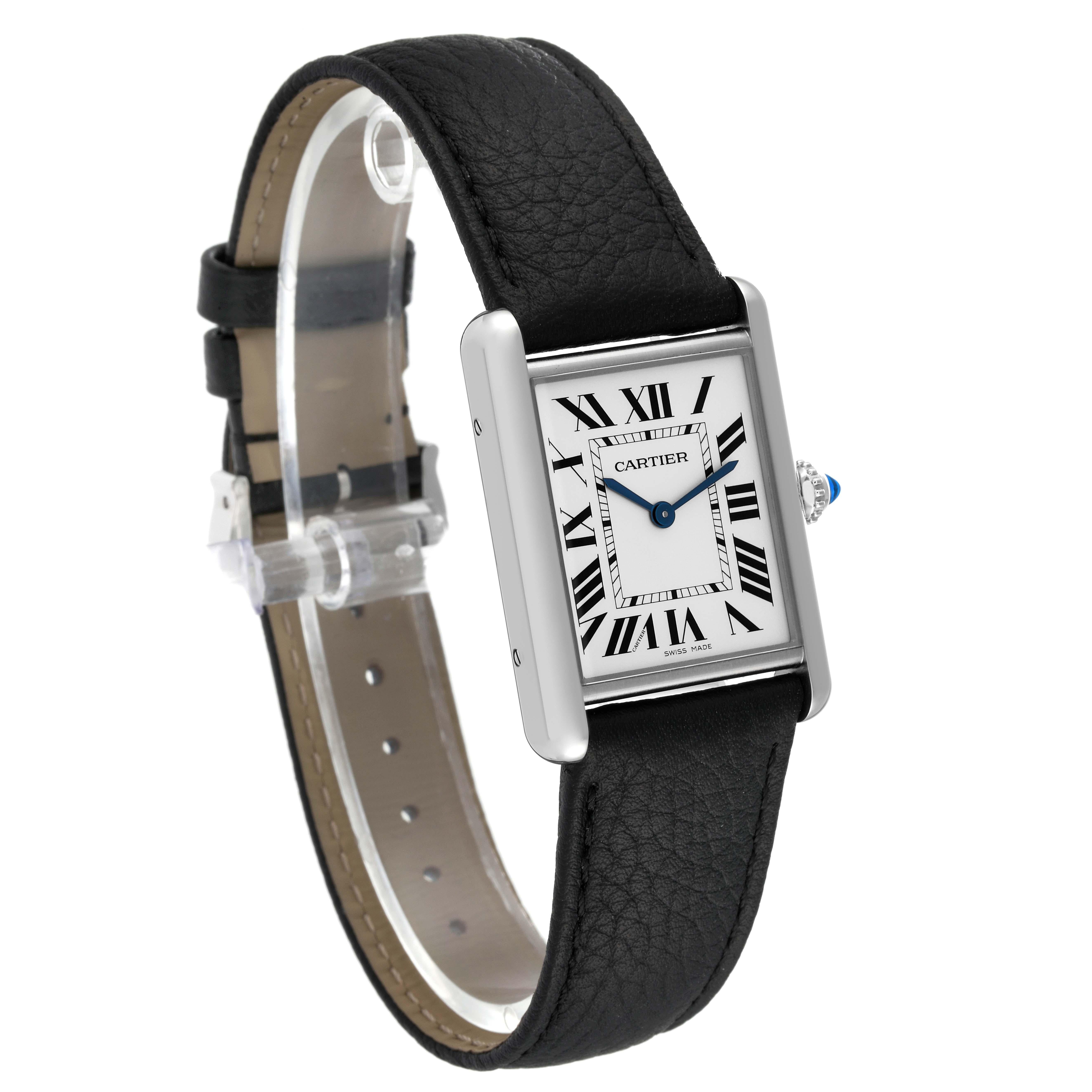 Cartier Tank Must Large Steel Silver Dial Ladies Watch WSTA0041 Box Card In Excellent Condition In Atlanta, GA
