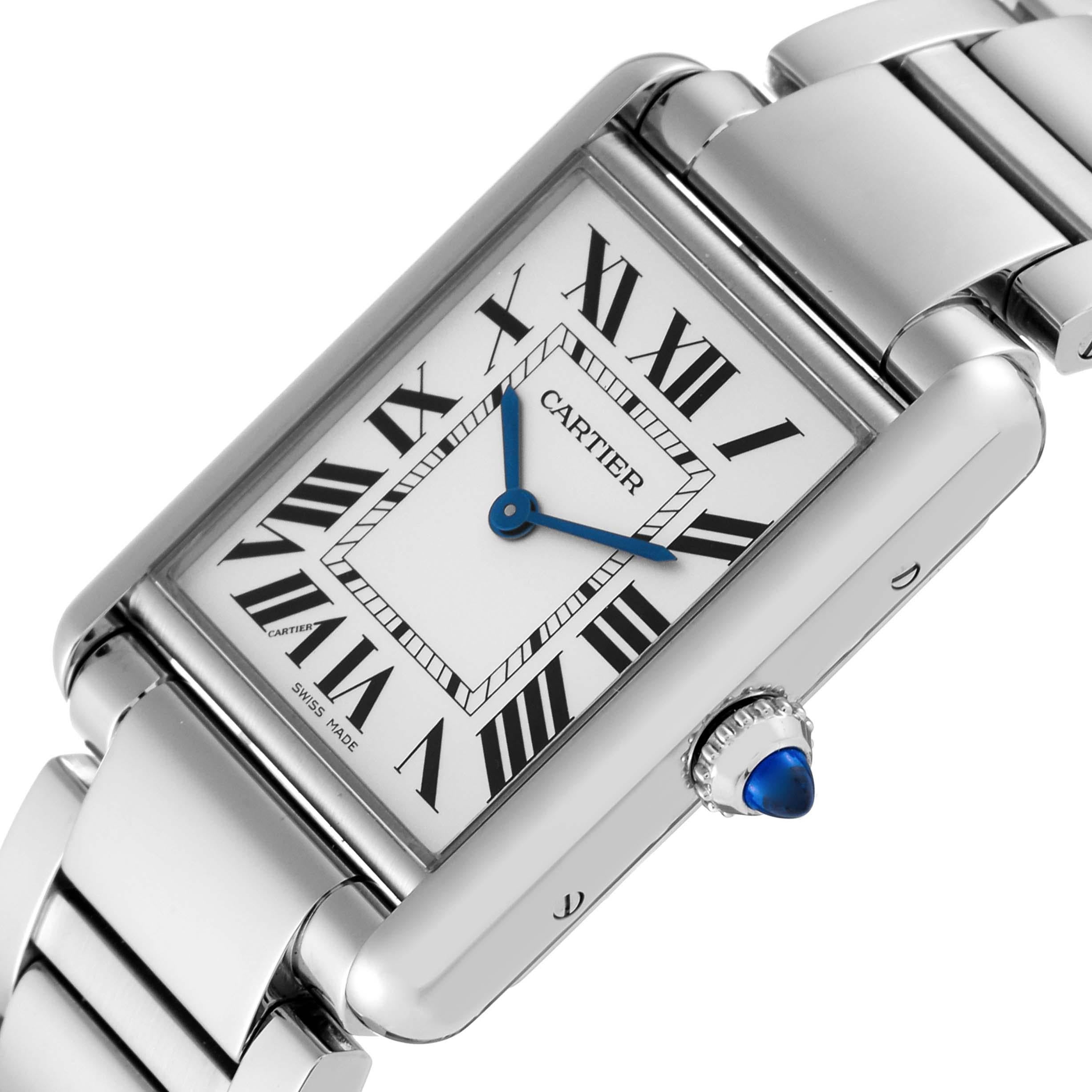 Cartier Tank Must Large Steel Silver Dial Ladies Watch WSTA0052 In Excellent Condition For Sale In Atlanta, GA