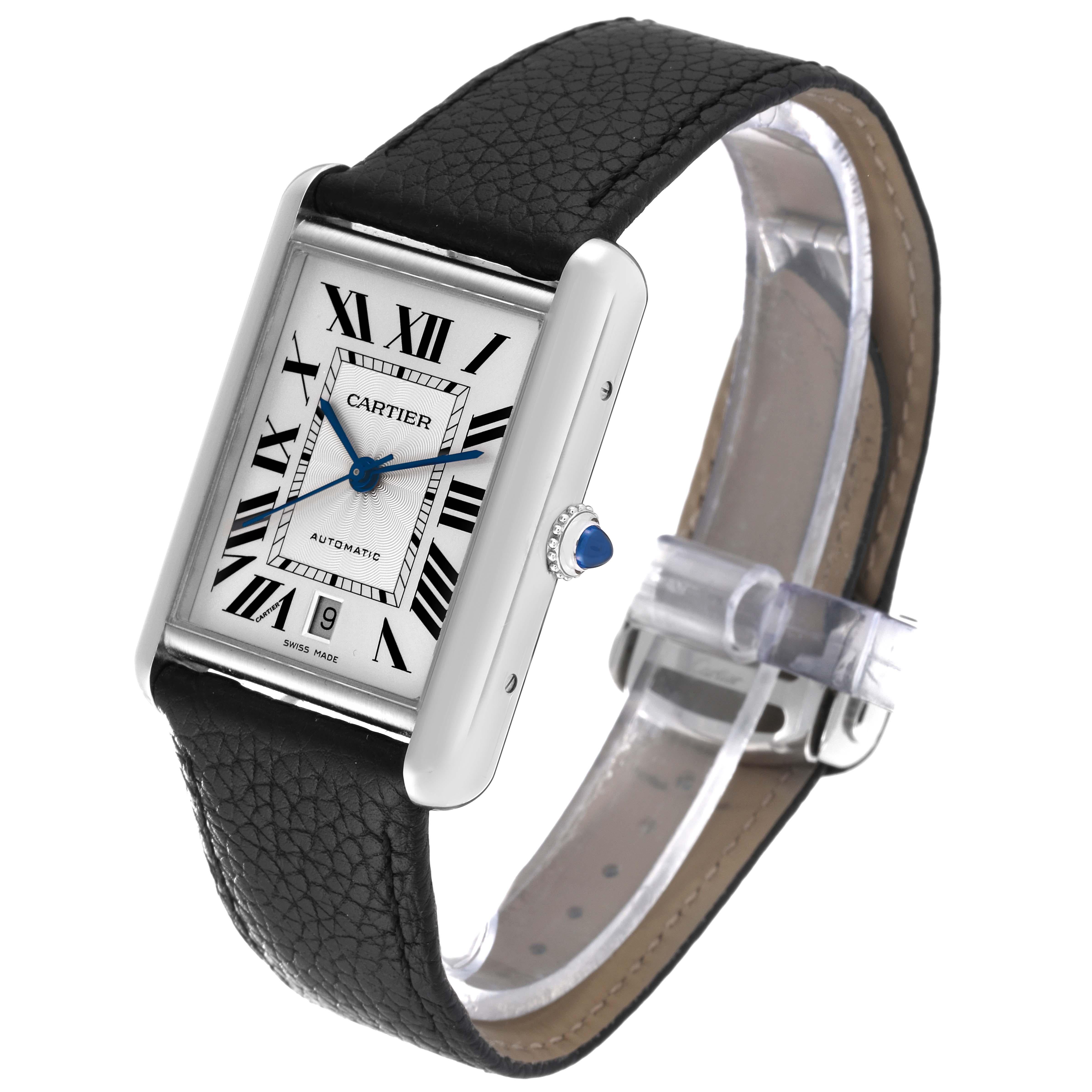 Cartier Tank Must Large Steel Silver Dial Mens Watch WSTA0040 Box Card 2