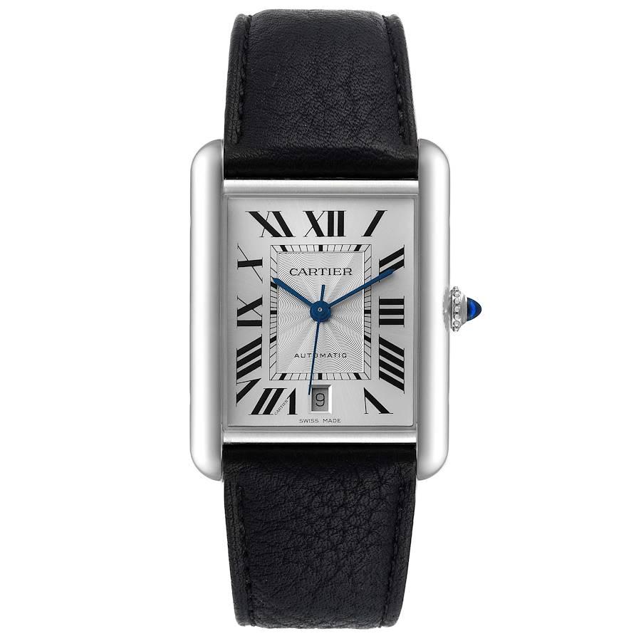 Cartier Tank Must Large Steel Silver Dial Mens Watch WSTA0040 Unworn. Automatic self winding movement. Stainless steel case 31.0 x 41.0 mm. Circular grained crown set with the blue spinel cabochon. . Scratch resistant sapphire crystal. Silver