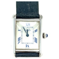 Cartier Tank Must Silver Quartz Watch Green Strap