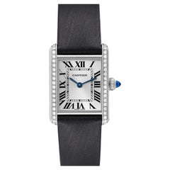 Cartier Tank Must Small Diamond Bezel Steel Ladies Watch W4TA0016 Box Card