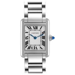 Cartier Tank Must Small Silver Dial Steel Ladies Watch WSTA0051 Box Card