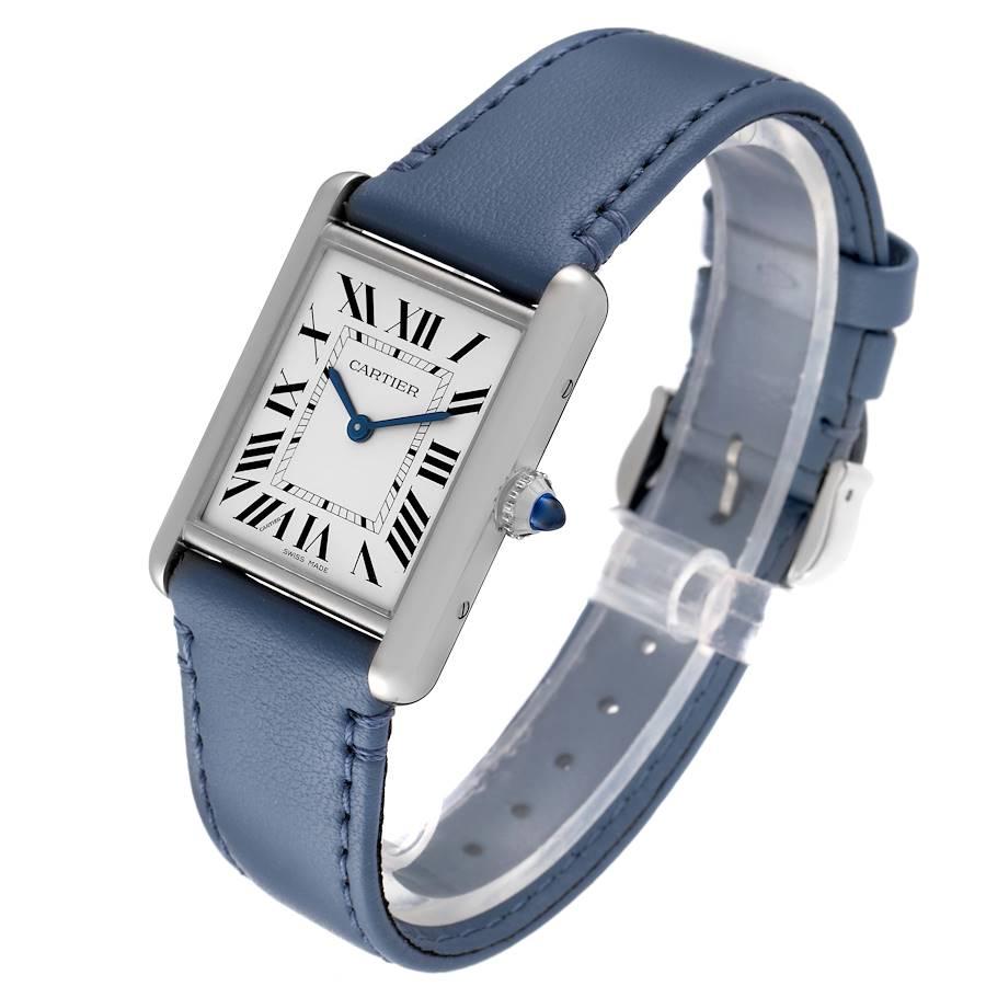 Cartier Tank Must SolarBeat Blaues Riemen Damen Stahluhr WSTA0062 Ungetragen im Angebot 1