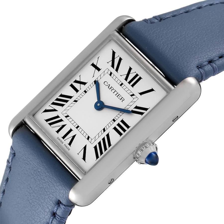 Cartier Tank Must SolarBeat Blaues Riemen Damen Stahluhr WSTA0062 Ungetragen im Angebot 2