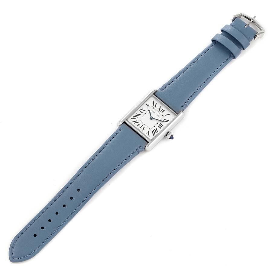 Cartier Tank Must SolarBeat Blaues Riemen Damen Stahluhr WSTA0062 Ungetragen im Angebot 5