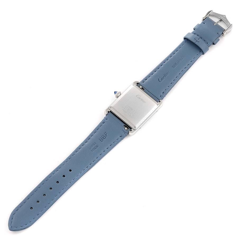 Cartier Tank Must SolarBeat Blaues Riemen Damen Stahluhr WSTA0062 Ungetragen im Angebot 6
