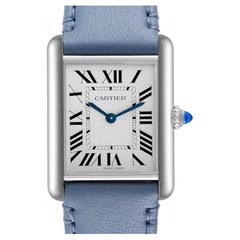 Cartier Tank Must SolarBeat Blaues Riemen Damen Stahluhr WSTA0062 Ungetragen
