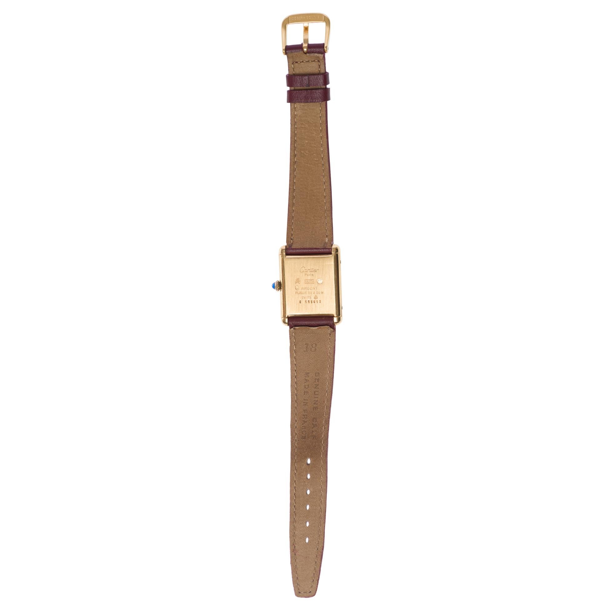 Modern Cartier Tank Must vintage Cream in Vermeil For Sale