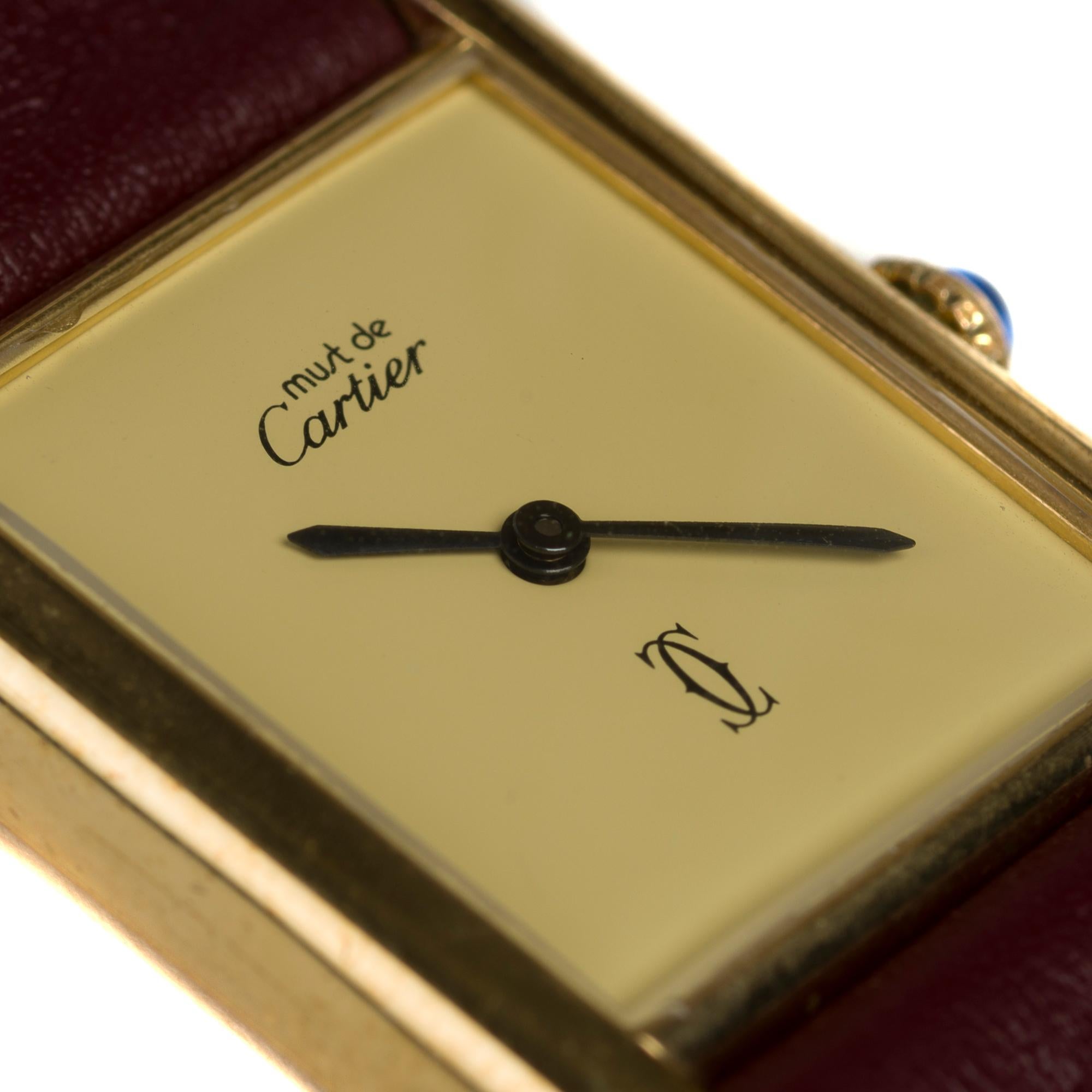 Cartier Tank Must vintage Cream in Vermeil For Sale 1