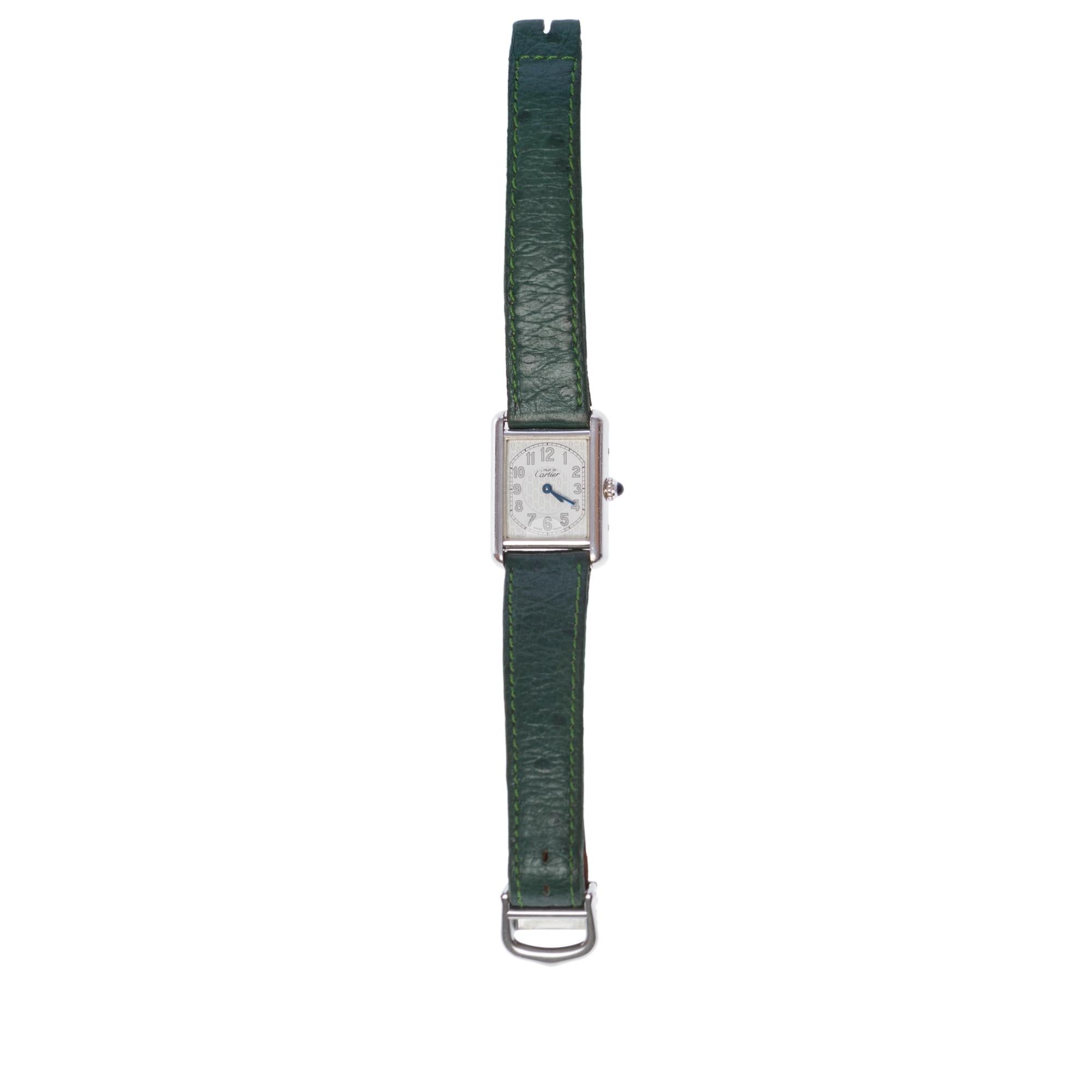 Modern Cartier Tank Must vintage Wristwatch in sterling silver, white Dial For Sale