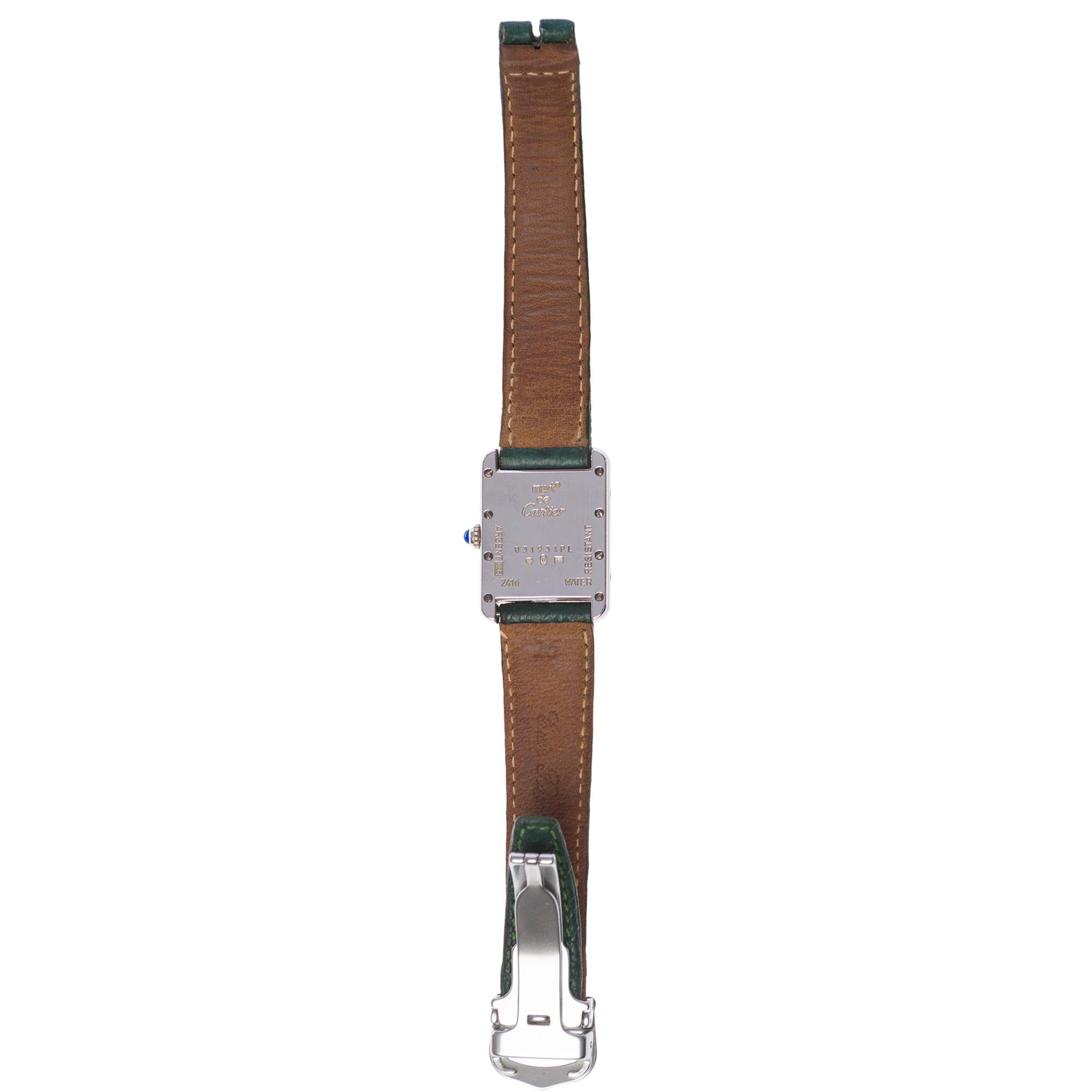 Cartier Tank Must vintage Wristwatch in sterling silver, white Dial In Good Condition For Sale In Paris, IDF
