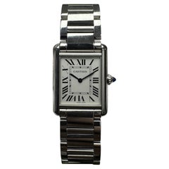 Cartier Tank Must WSTA0052 Orologio grande in acciaio con quadrante argento