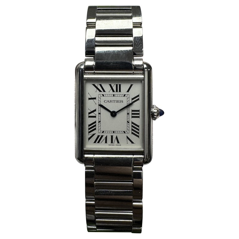 Cartier Tank Must WSTA0052 Large Steel Silver Dial Watch For Sale